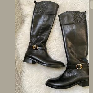 TORY BURCH Black MARLENE TALL RIDING BOOT 6.5